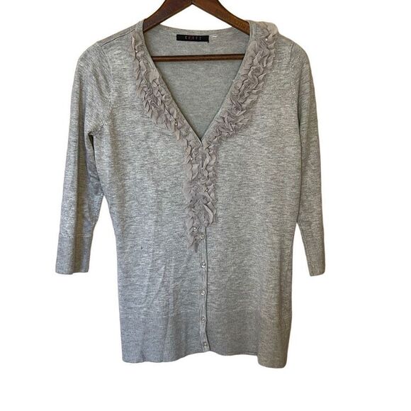 Cyrus V Neck Pearl Ruffle Sweater - Picture 1 of 9